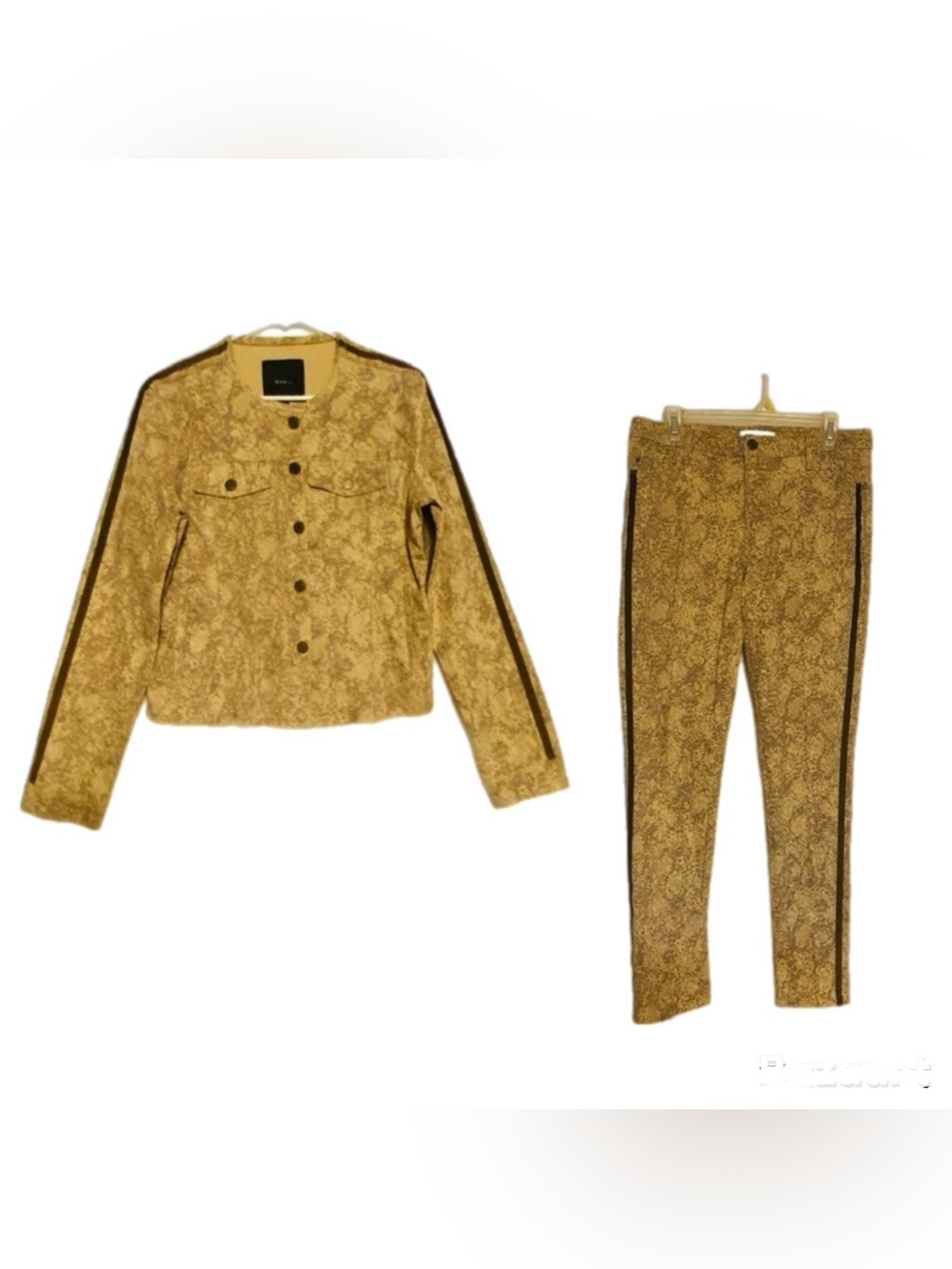 2 Piece Pants Set Snake Print Jacket Pants Women M